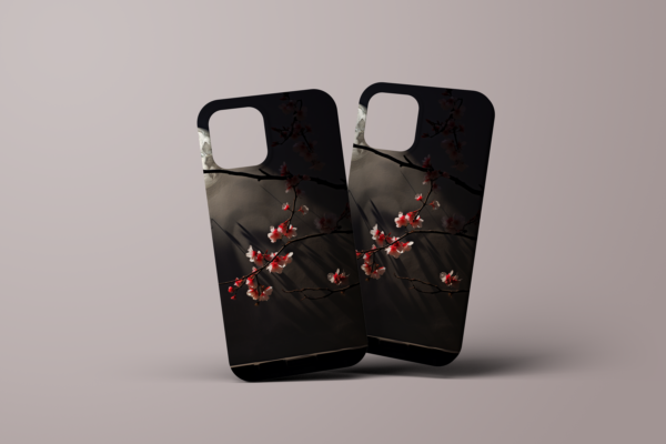 Apple iPhone 14 Case - Whimsical Red Cherry Blossom